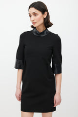 Gucci Black Leather Trim Dress
