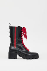 Gucci Black Rubber Boots with Red and Green Stripes Men main image 3