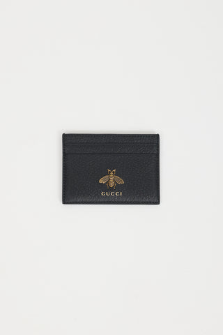 Gucci Black Leather Animalier Cardholder