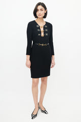 Black & Gold Toggle Belted Dress