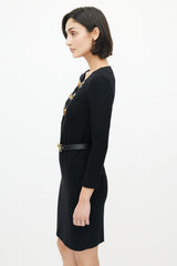 Black & Gold Toggle Belted Dress