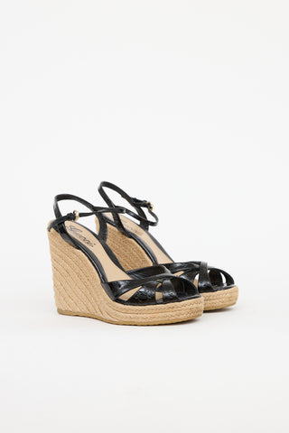 Gucci Patent Leather GG Espadrille Wedge
