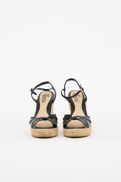 Gucci Patent Leather GG Espadrille Wedge