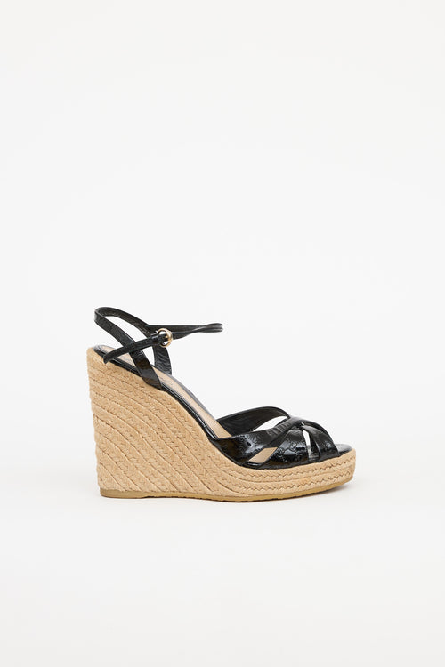Gucci Patent Leather GG Espadrille Wedge