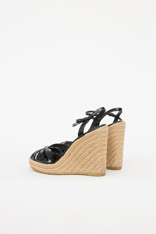 Gucci Patent Leather GG Espadrille Wedge