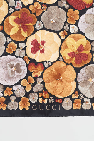 Gucci Pansy Floral Silk Scarf