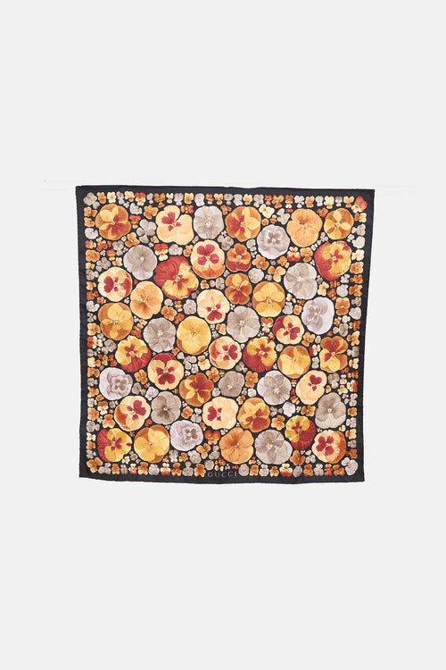 Gucci Pansy Floral Silk Scarf