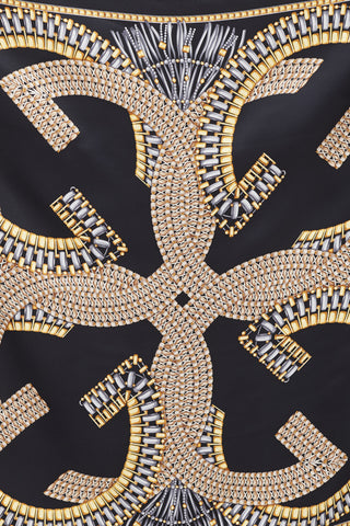 Gucci Black & Multi GG Link Printed Silk Scarf