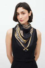 Gucci Black & Multi GG Link Printed Silk Scarf