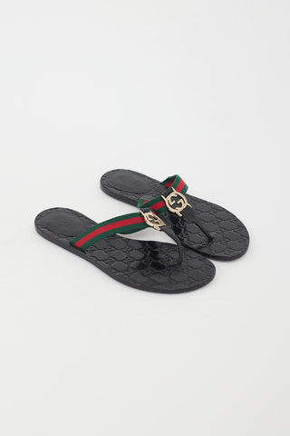 Gucci Black & Multi GG Web Sandal
