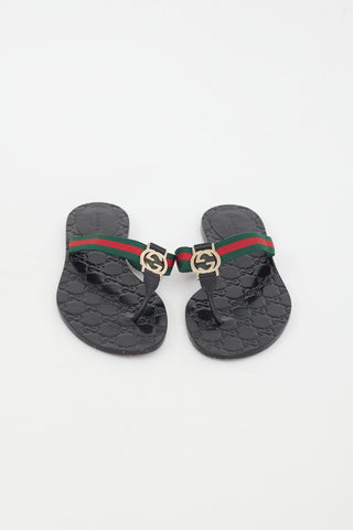 Gucci Black & Multi GG Web Sandal