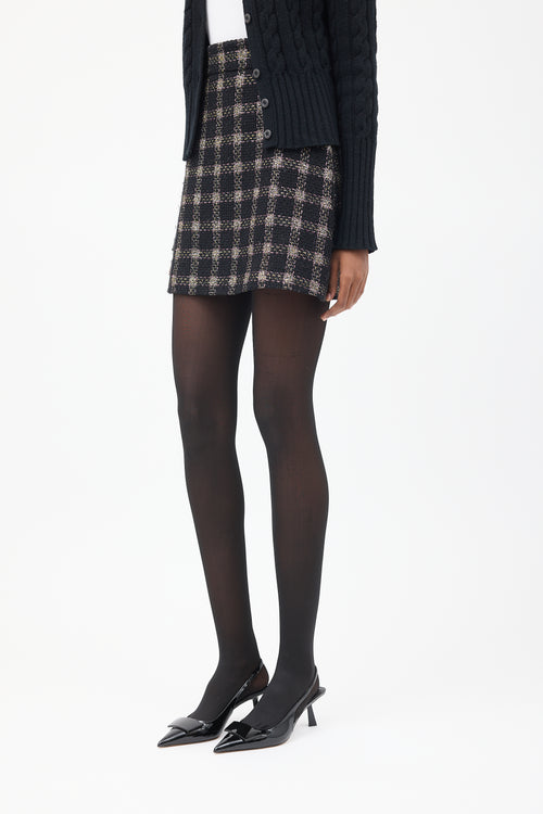 Gucci Black & Multi Lamé Tweed Skirt