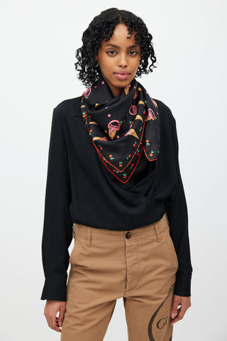 Gucci Black & Multi Silk Ice Cream Scarf