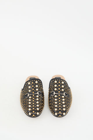 Gucci Black & Multi Studded Leather Princetown Mule