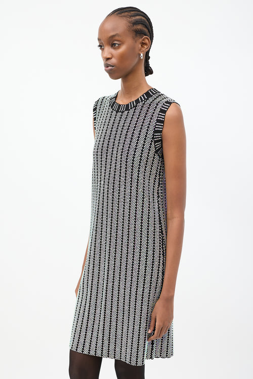 Gucci Black & Multicolour Crystal Embellished Ribbed Knit Dress