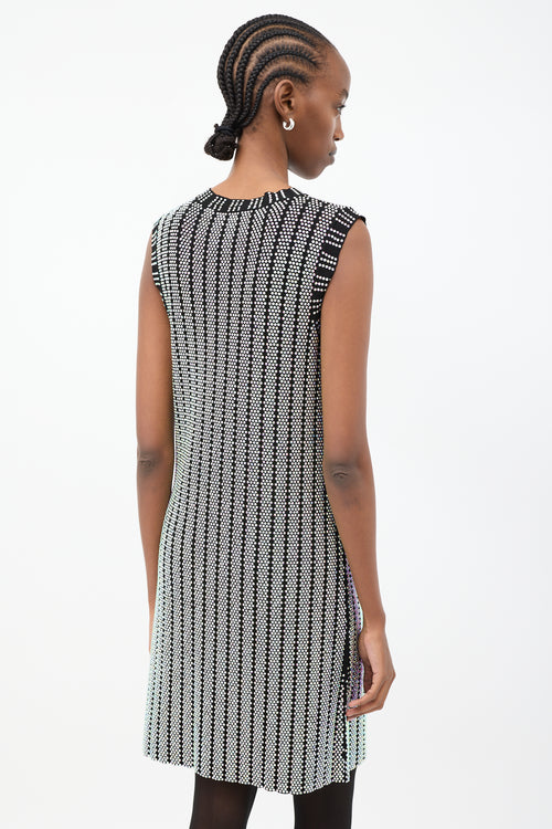 Gucci Black & Multicolour Crystal Embellished Ribbed Knit Dress