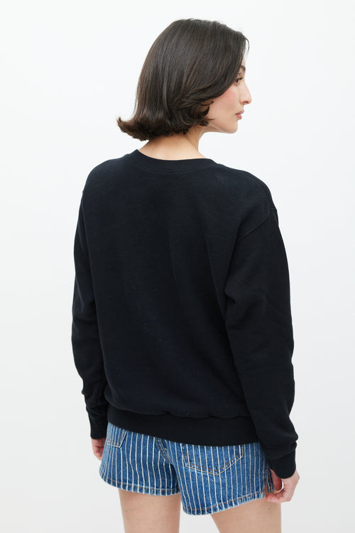Gucci Black & Multicolour Embroidered Logo Crewneck Sweater