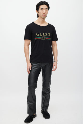 Gucci Black & Multicolour GG Logo T-Shirt
