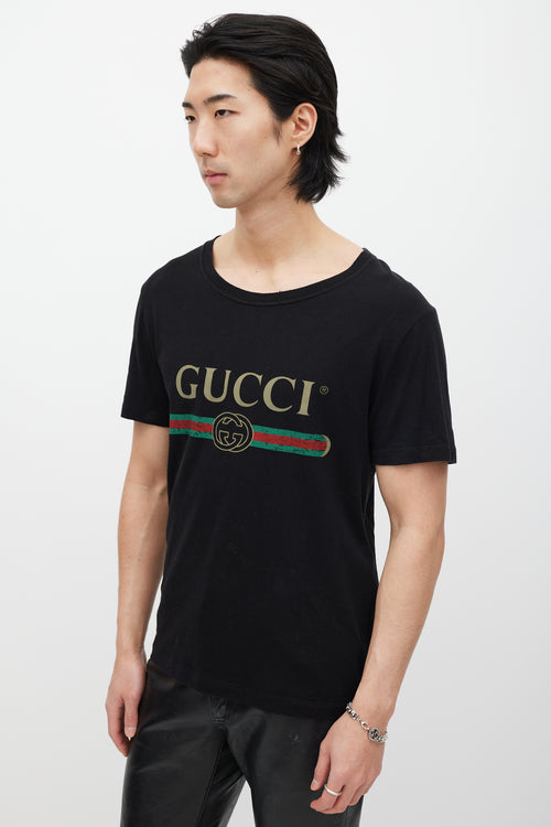 Gucci Black & Multicolour GG Logo T-Shirt