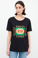 Gucci Black & Multicolour Glitter GG Logo T-Shirt