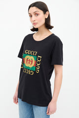 Gucci Black & Multicolour Glitter GG Logo T-Shirt