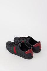Gucci Black & Multicolour Leathe Ace Sneaker