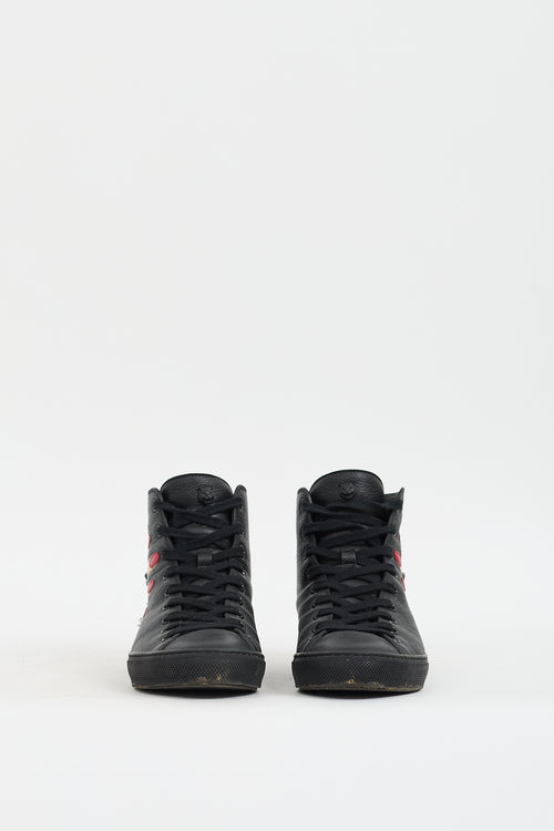 Gucci Black & Multicolour Leather Embellished High Top Sneaker