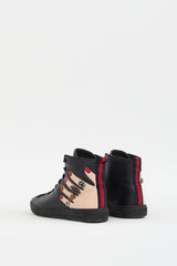 Gucci Black & Multicolour Leather Embellished High Top Sneaker