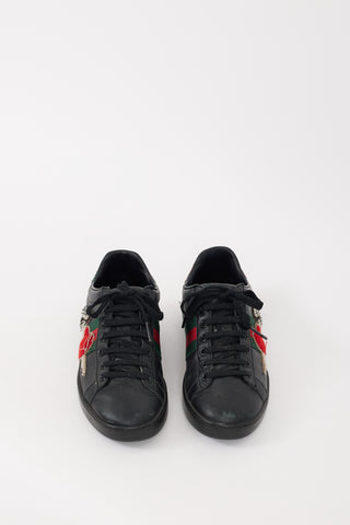Gucci Black & Multicolour Leather Heart Ace Sneaker