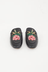 Gucci Black & Multicolour Leather Princetown Mule