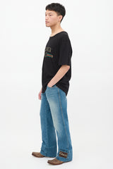 Gucci Black & Multicolour Logo Distressed T-shirt