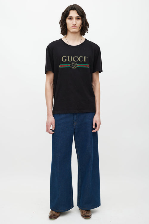 Gucci Black & Multicolour Logo T-Shirt