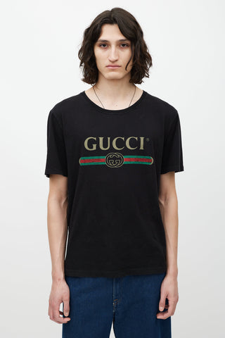 Gucci Black & Multicolour Logo T-Shirt