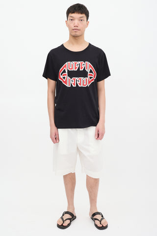 Gucci Black & Multicolour Metal Logo T-Shirt