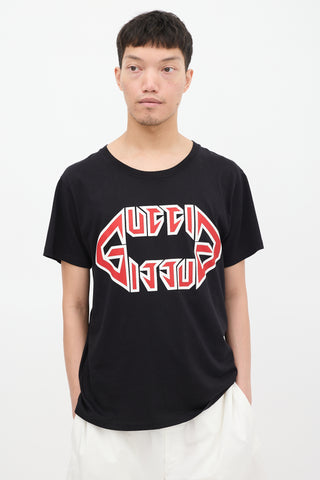 Gucci Black & Multicolour Metal Logo T-Shirt