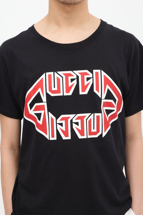 Gucci Black & Multicolour Metal Logo T-Shirt