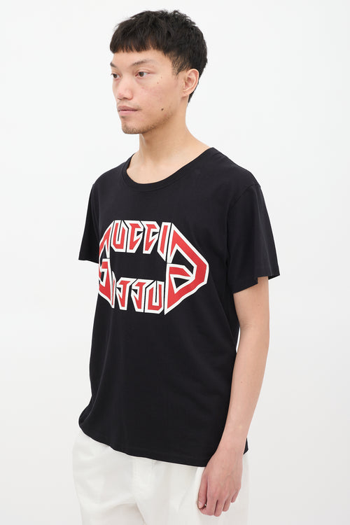 Gucci Black & Multicolour Metal Logo T-Shirt