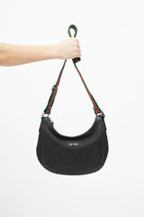 Gucci Black & Multicolour Monogram Saddle Messenger