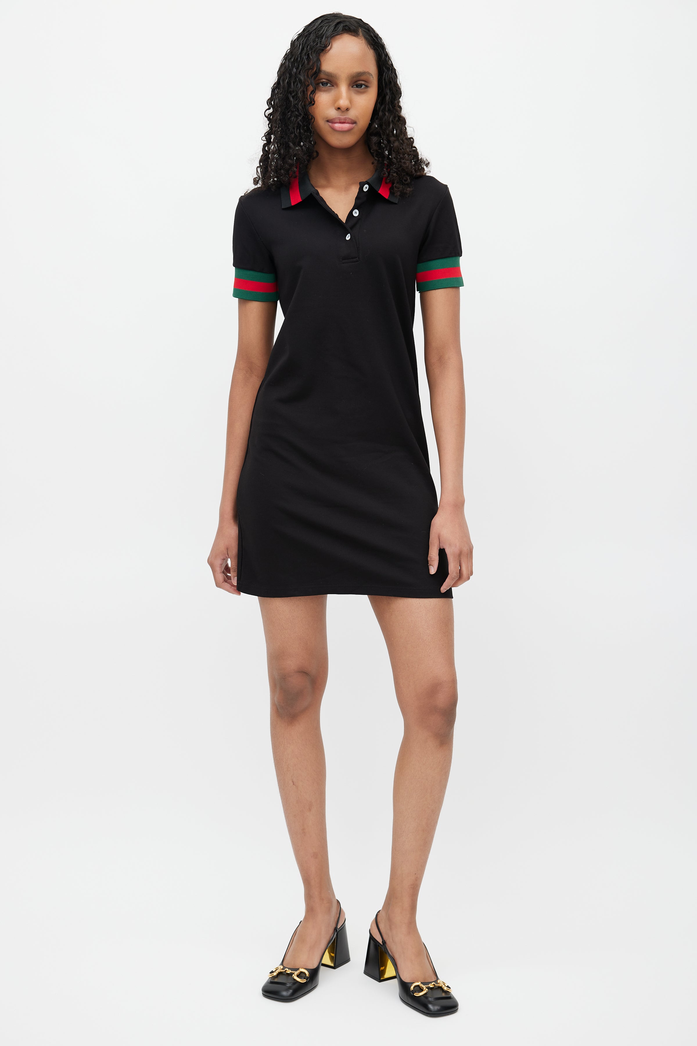 Gucci // Black & Multicolour Striped Polo Dress VSP Consignment Gucci // Black & Multicolour Striped Polo Dress VSP Consignment