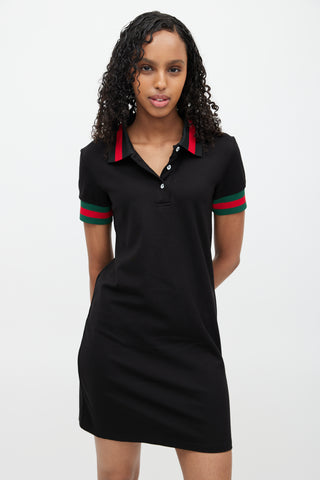 Gucci Black & Multicolour Striped Shirt Dress