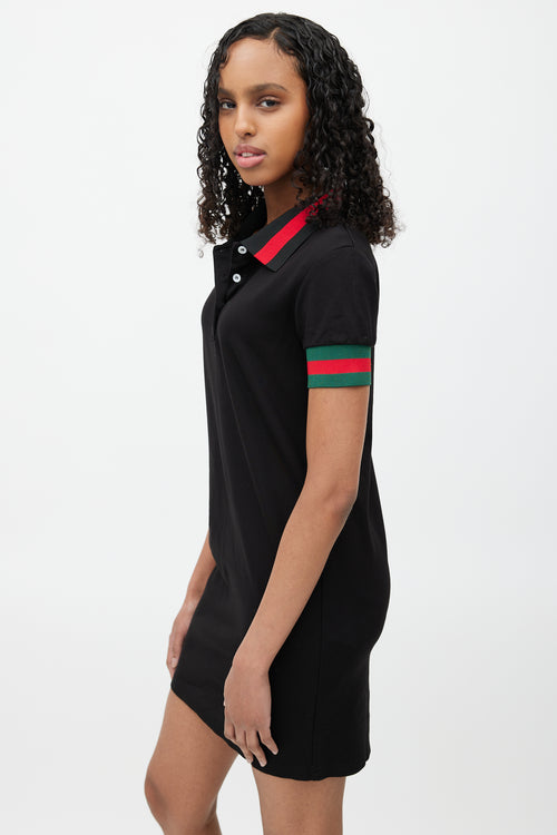 Gucci Black & Multicolour Striped Shirt Dress