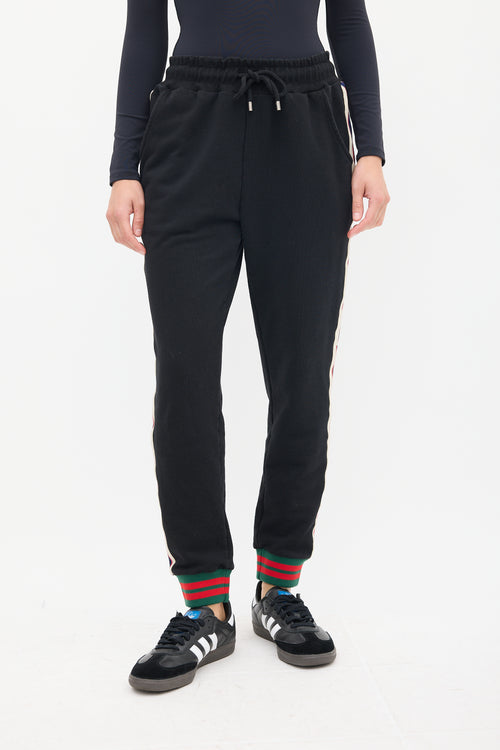 Gucci Black & Multicolour Striped Sweatpant