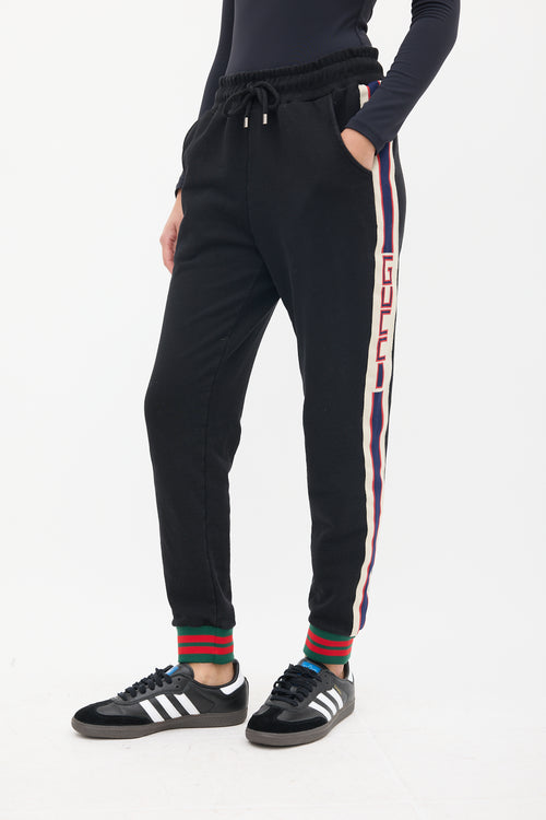 Gucci Black & Multicolour Striped Sweatpant