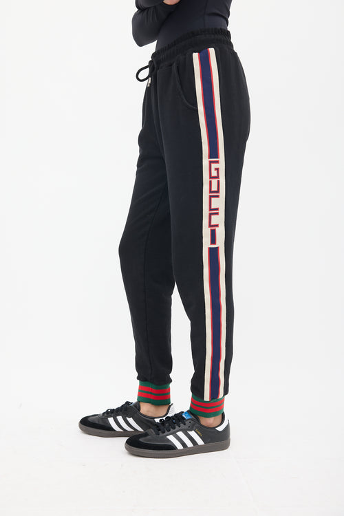 Gucci Black & Multicolour Striped Sweatpant