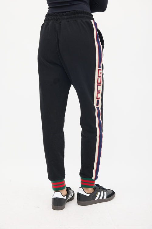 Gucci Black & Multicolour Striped Sweatpant