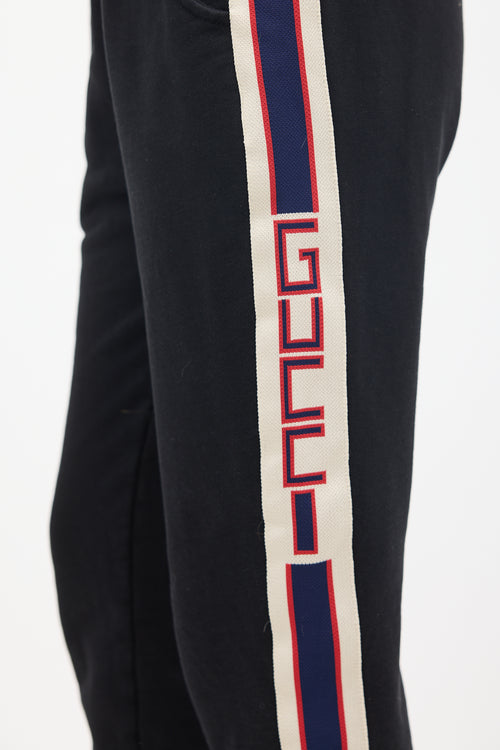 Gucci Black & Multicolour Striped Sweatpant