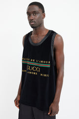 Gucci Black & Multicolour Velour Maison De L'Amour Tank
