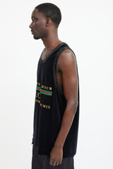 Gucci Black & Multicolour Velour Maison De L'Amour Tank