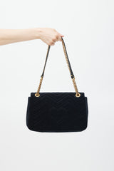 Gucci Black & Multicolour Velvet Loved Marmont Bag