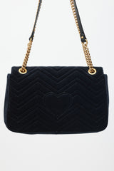 Gucci Black & Multicolour Velvet Loved Marmont Bag